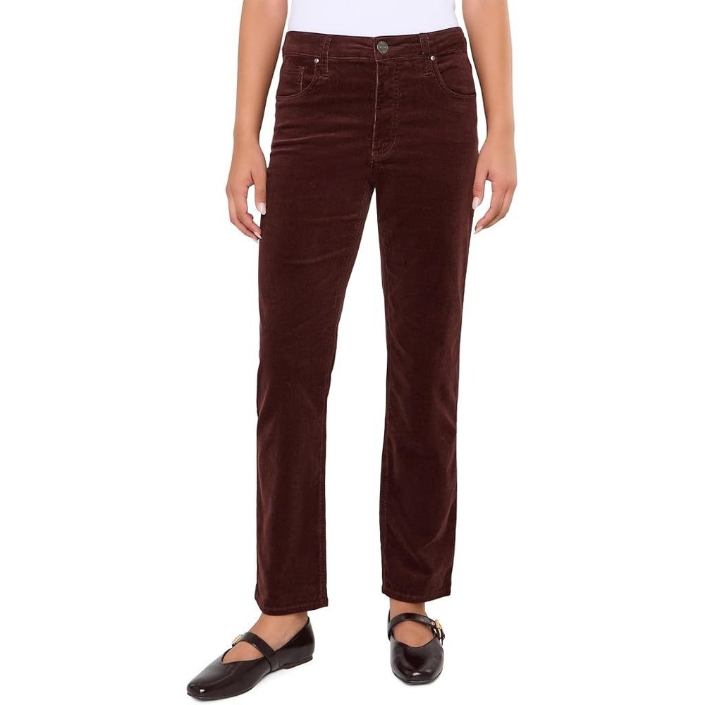 KUT from the Kloth Corduroy Pants 10 Brown Slim Straight Stretch Casual Fall